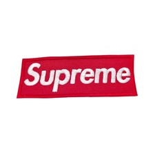 Embroidered Supreme Red Canvas Sew-On Patches — 4.875" W x 1.75" H