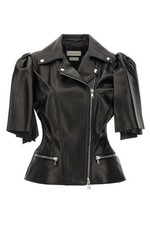 ALEXANDER MCQUEEN Black Leather Bow Knot Biker Vest New & Authentic