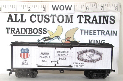 HO SCALE CUSTOM PINKERTON PAY ROLL CAR  ALSO AVAIL IN O SCALE.