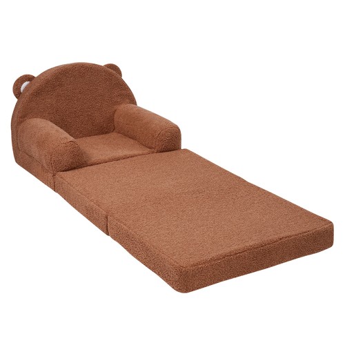 Baby Chair Foldable 2-in-1 Baby Lounger Couch Cartoon Kids Sofa Brown - Picture 11 of 12