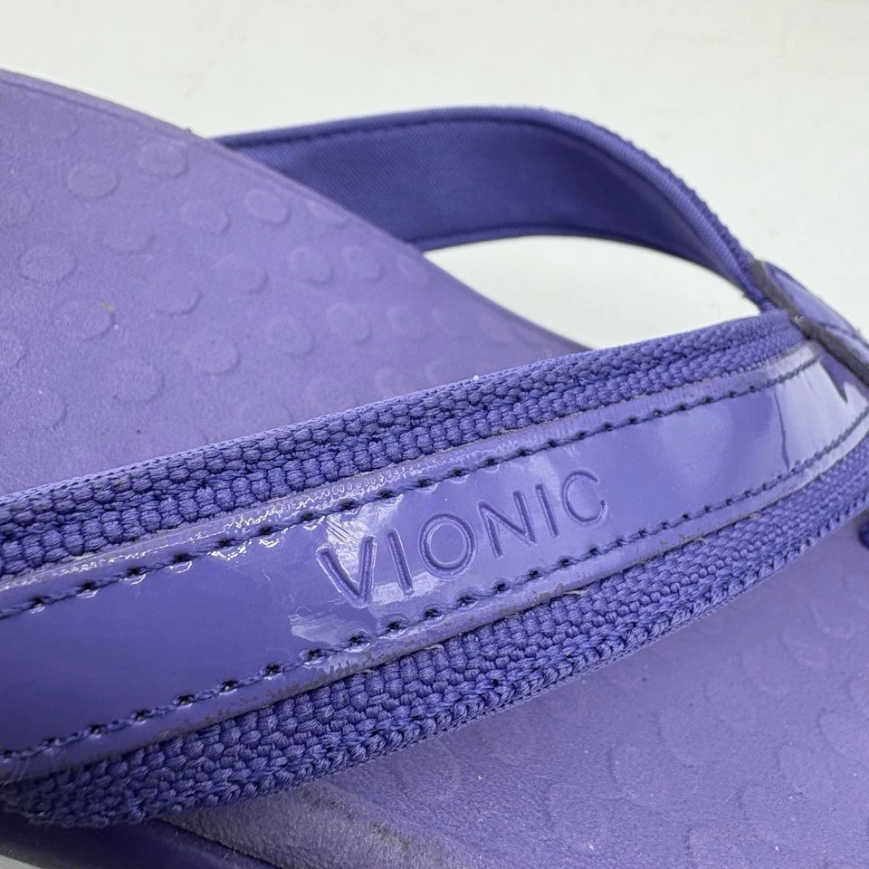 Vionic Sandals Womens Size 9 Tide Leather Orthotic Flip Flop Purple Slide - Image 2 of 4