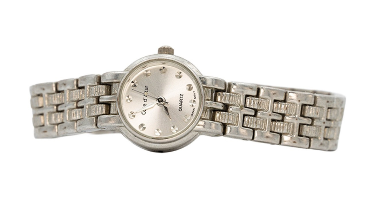 Cote d'Azur Silver Tone Quartz Analog Women's Watch Sz. 7 1/4