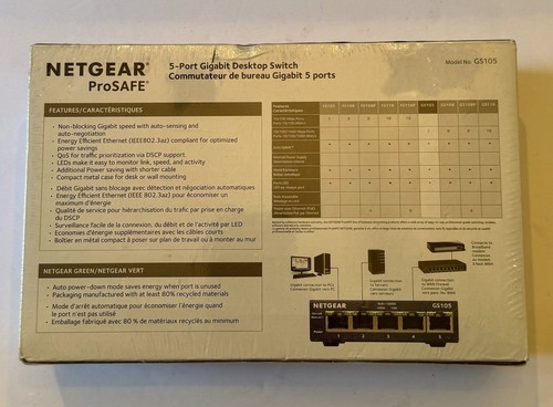 NIB NETGEAR Business GS105 5-Port Gigabit Ethernet Unmanaged Switch - Picture 3 of 3