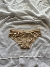 Rampage Y2K Lace Panty with Satin Bows, Beige Brown, Cottagecore Women’s Size S