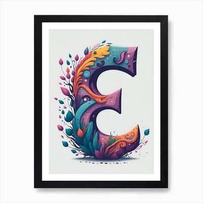 Bunter Buchstabe E Illustration 53 A gerahmtes Wandbild Poster Leinwanddruck Bild
