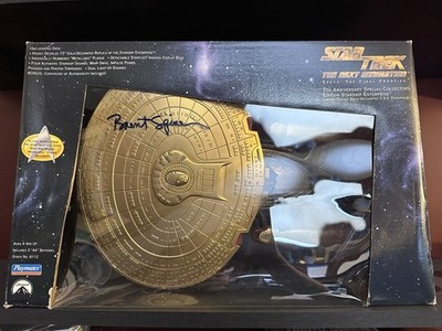 Star Trek TNG USS Enterprise NCC-1701-D 1993 GOLD Ed. Signed by Brent Spiner COA