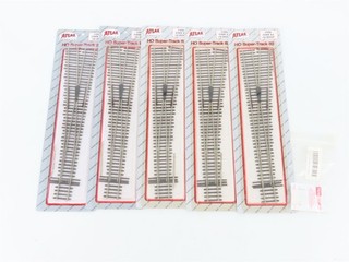 LOT of 5 HO Scale Atlas Super Track Code 83 #6 Left & Right Turnout Tracks