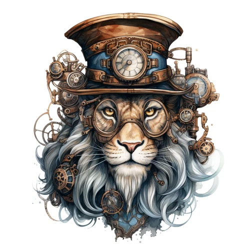Steampunk Lion Steam Punk Animal Self Adhesive Vinyl Sticker