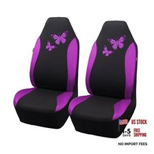 Butterfly Car Seat Covers Ful Set Fashion Universal Lady Woman 2 Fronts Purple