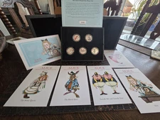 2021 Alice Through The Looking Glass Silver Proof 50p Set Cased With Coa 