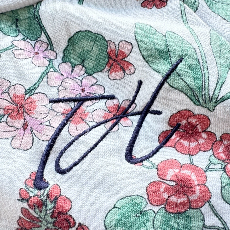 Tommy Hilfiger Jersey Flores Grande Blanco Floral Manga Larga Cuello Redondo Diseñador Foto 2 de 4