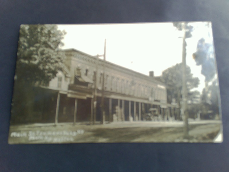 RARE 1910s RPPC NORTON PHOTO POSTCARD MAIN ST. STORE FRONTS TRUMANSBURG NEW YORK