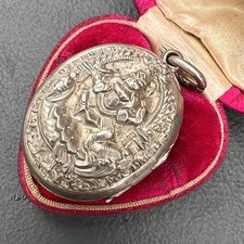 Antique Anglo Indian silver God Locket Pendant . Victorian Bristish Raj Jewelry