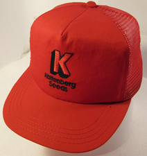 Kaltenberg Seeds Red Hat Mens Vtg Made in USA Snapback Adjustable Farm Cap