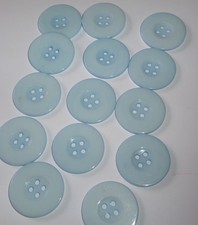 LOT 14 BLUE 1  1/8th inch round 4-hole raised edge flat back BUTTONS, NEW