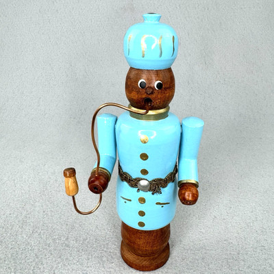 Vintage West Germany Incense Smoker Turkish Sultan Figure Folk Art Wood 8 inch