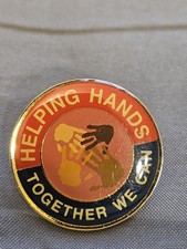 Vintage Helping Hands Together We Can Enamel Lapel Pin Round Pin-Centives Badge
