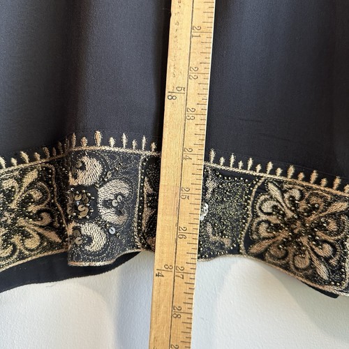Women's Chico's Jacket Sz 2 Semi Black Sheer Tie Front SILK Artemisia Gwenyth - Picture 7 of 10