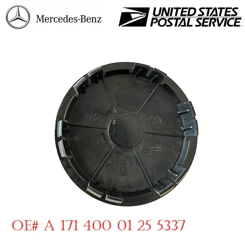 OEM Mercedes Benz Wheel Center Caps -NEW- 171-400-01-25-5337 Black Laurel Wreath — 第 4/4 张图片