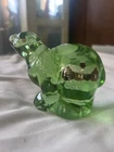 Fenton Polar Bear In Green With A Floral Design, Excellent Hand Painted SGNED
