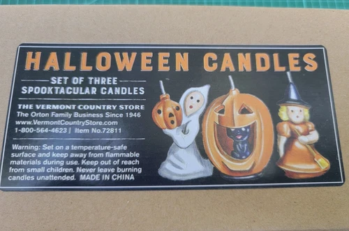 Vermont Country Store Halloween 3 Candle Set Spooktacular NEW Gurley Style image 2
