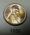 1950  Lincoln Cent - Lustrous Mostly Red Unc / Uncirculated  (AO1)