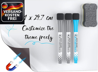 Magnetisches Whiteboard Set FüR KüHlschrank A4 Mit 3 Markern Und Radierer, Wiede