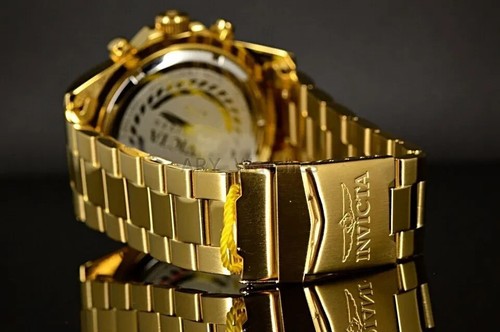 Men's Invicta Pro Diver 18k GOLD Plated SS Chronograph Champagne Dial $695 Watch - Picture 8 of 9