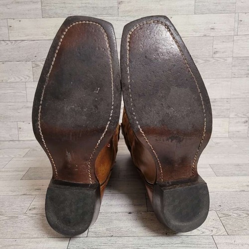 Men's Vintage Wrangler Western Brown Leather Rodeo Cowboy Campus Boots Size 9 D - Picture 8 of 10