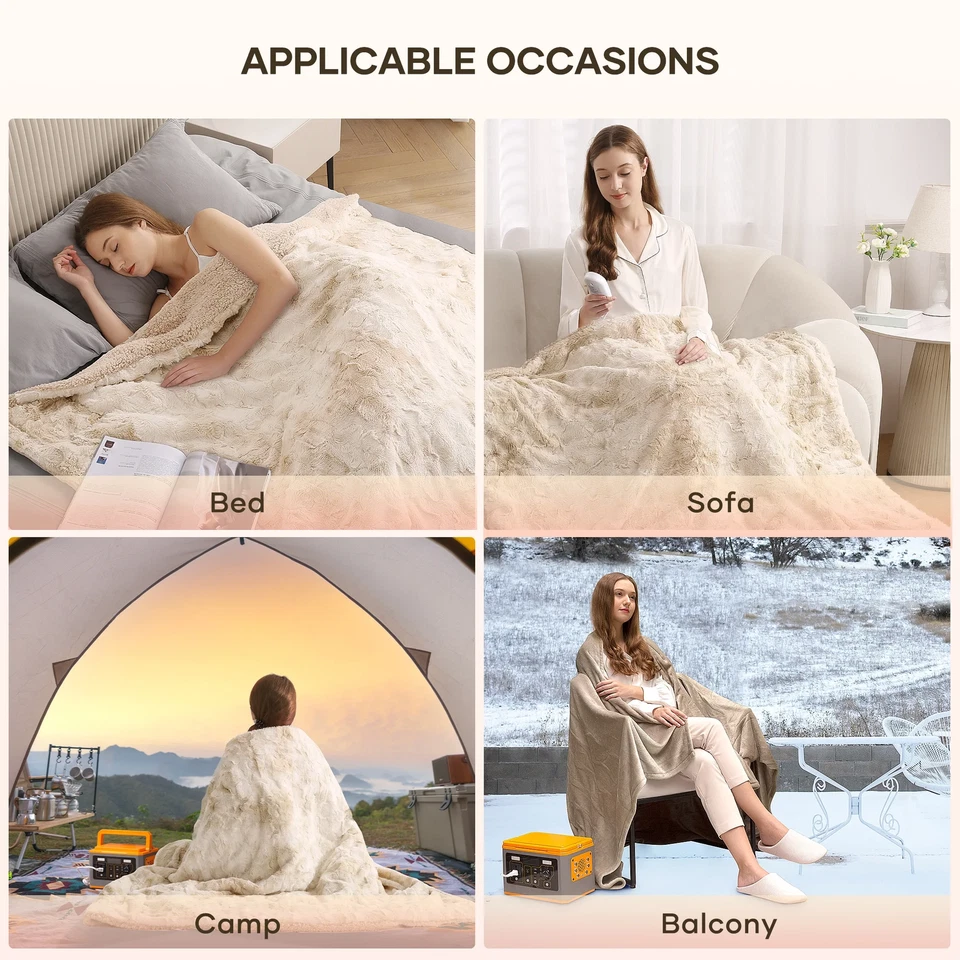 Manta eléctrica 50" X 60", manta térmica de piel sintética suave con LED grande Di Foto 4 de 4