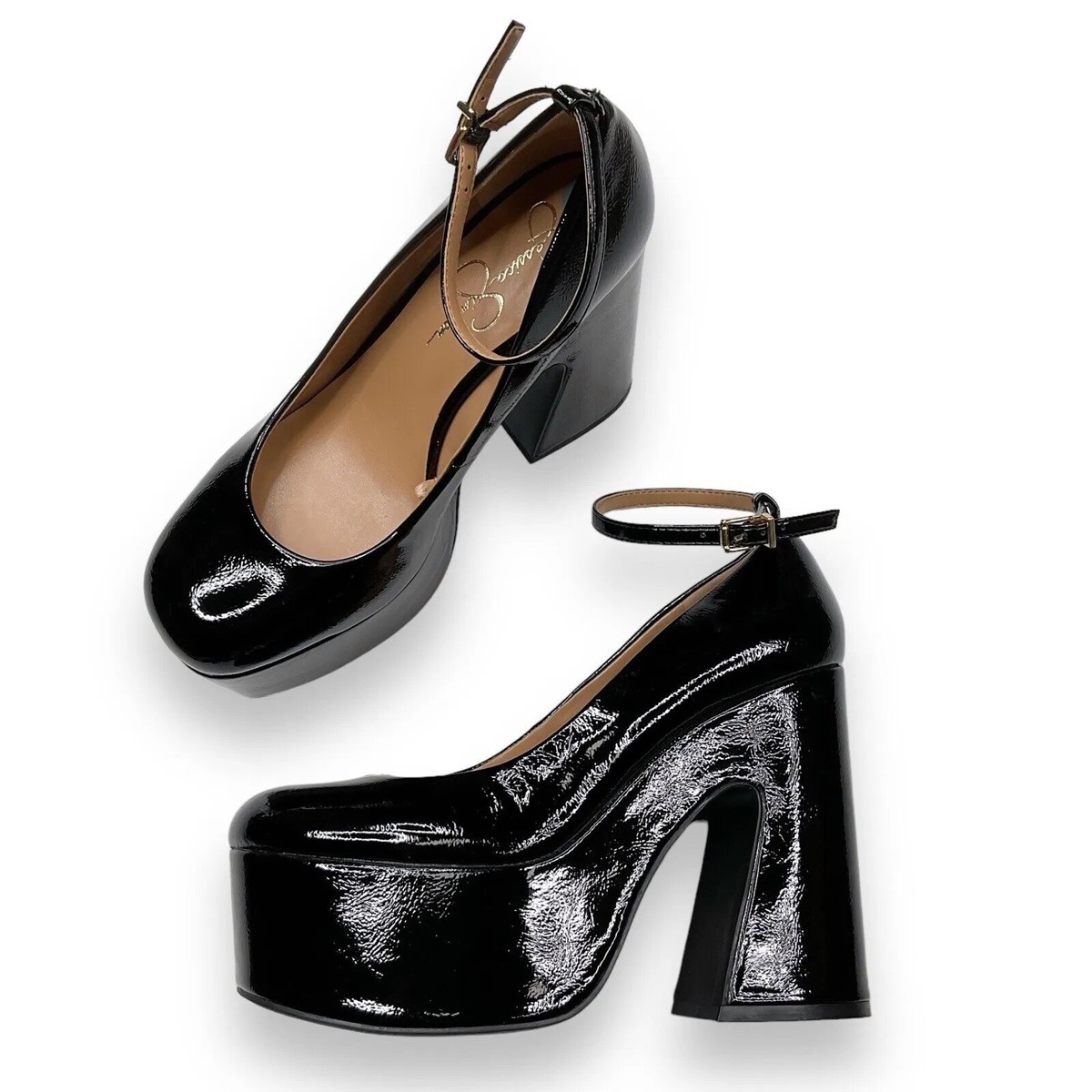 New Jessica Simpson Black Patent Leather Platform Heels JS New Jessica Simpson Black Patent Leather Platform Heels JS