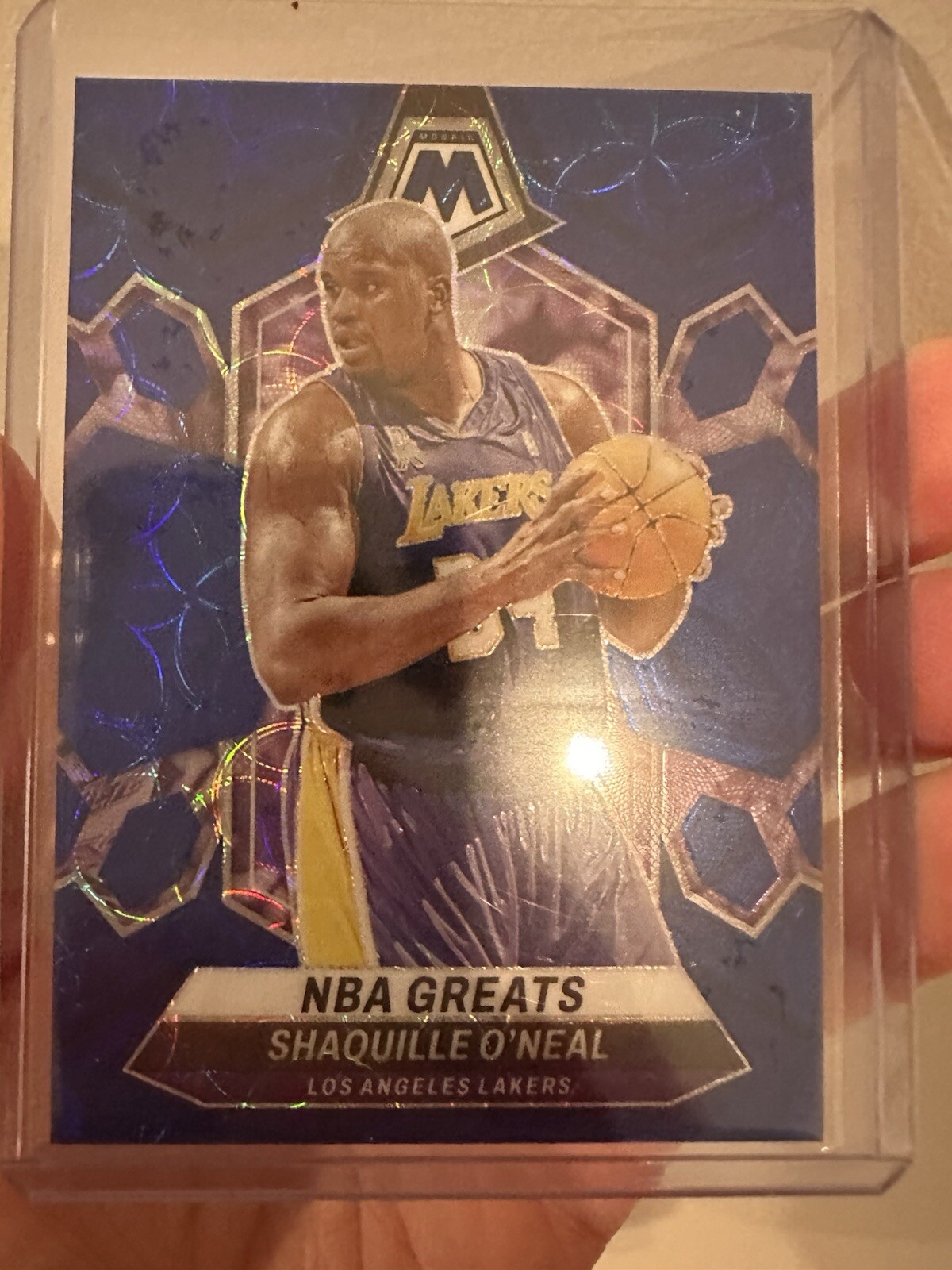 2023-24 Panini Mosaic #296 Shaquille O'Neal International Blue Mosaic /25