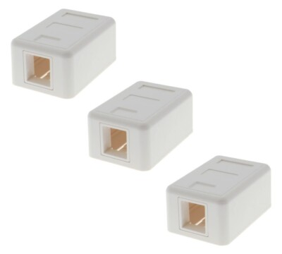 3x 1 Port Blank RJ45 CAT Network Surface Wall Mount Box For Insert Keystone Jack
