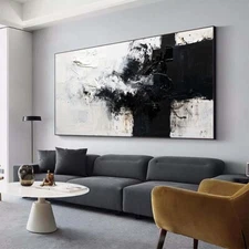 Black White  Wall Art Paintings Hand Painted Abstract Oil Painting Canvas