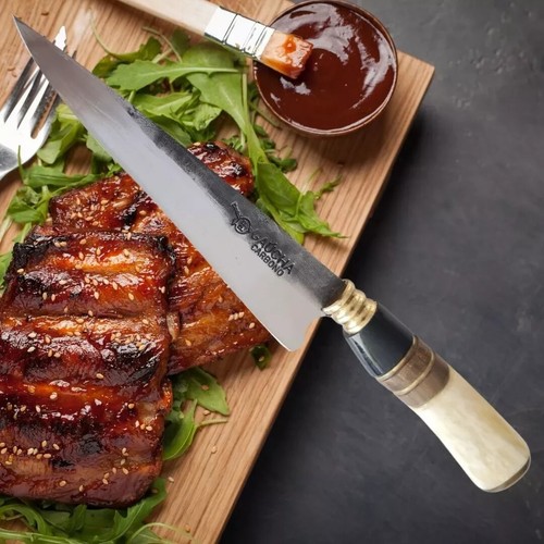 Faca Cuchillo Knife Artesanal Churrasco Barbecue BBQ Rústica Carbono 7 Pol - Picture 3 of 6