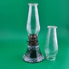 Vtg Porcelain Minature Oil Lamp Green Gold 7.5"
