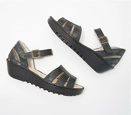 Fly London 女式皮革四分之一肩带楔形 Rese Rese 坡跟 175 美元 TINI {&} — 第 4/4 张图片