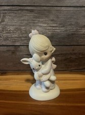 Precious Moments 1978 Jonathan  David  Jesus Loves Me  Girl with Bunny E-1372/G