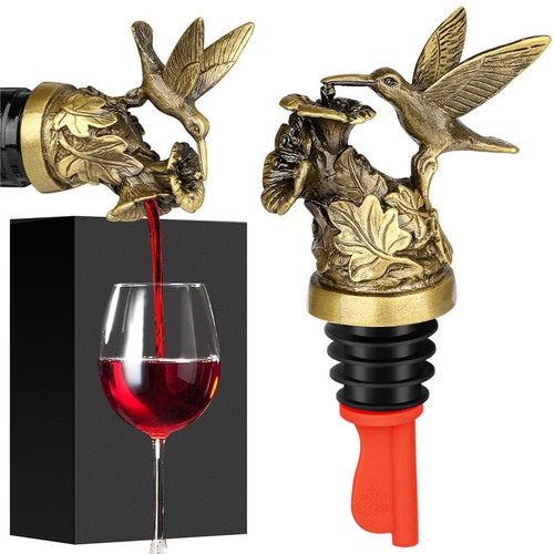 2 in 1 Kolibri Metall Weinflasche Ausgießer und Stopfen für Alkohol Spirituosen - Bild 15 von 16