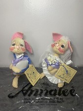 Annalee Dolls Bunny Bride  Groom Wedding Pair w/ Tag  Original Bag - 1993 NEW