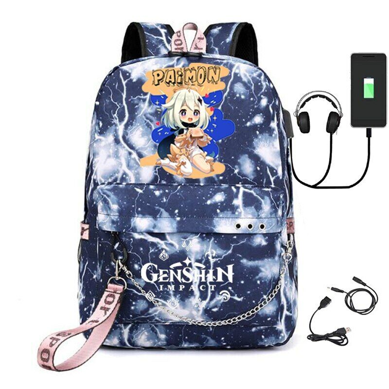 Genshin Impact Anime Backpack Bookbag for Boys Girls Travel