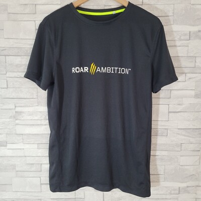Mens T Shirt Top Black Large Gym Running  Fitness ROAR AMBITION  STEDMAN 