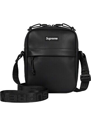 Supreme LEATHER Shoulder Bag Black FW23 Sling Pack Crossbody Supreme LEATHER Shoulder Bag Black FW23 Sling Pack Crossbody