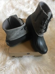 sperry duck boots black and grey