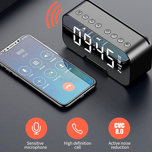 Reloj Despertador Con Espejo LED Radio FM De Bluetooth Música Inalámbrico Alarma - Picture 12 of 27