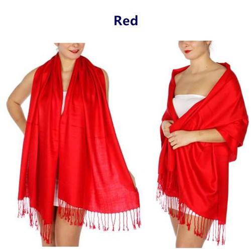 2PLY Long 78X28 Solid Silky Pashmina Shawl Wrap Stole Wool Feel Scarf - Picture 13 of 40