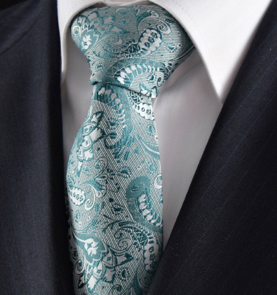 paisley teal tie