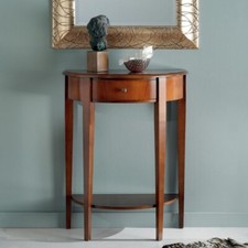 MOBILE CONSOLLE TAVOLINO CURVO INGRESSO IN LEGNO NOCE CLASSICO ARTIGIANALE