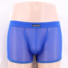Men's Sexy Mesh Breathable Boxer Briefs Trunks Transparent Underwear Underpants