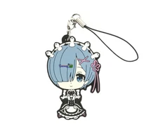 Re:Zero Anime Cute Mascot Rubber PVC Strap Keychain Charm~ Lap Pillow Rem @71094